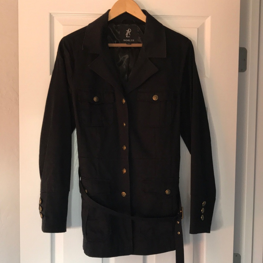 Rachel Zoe black trench coat size large.